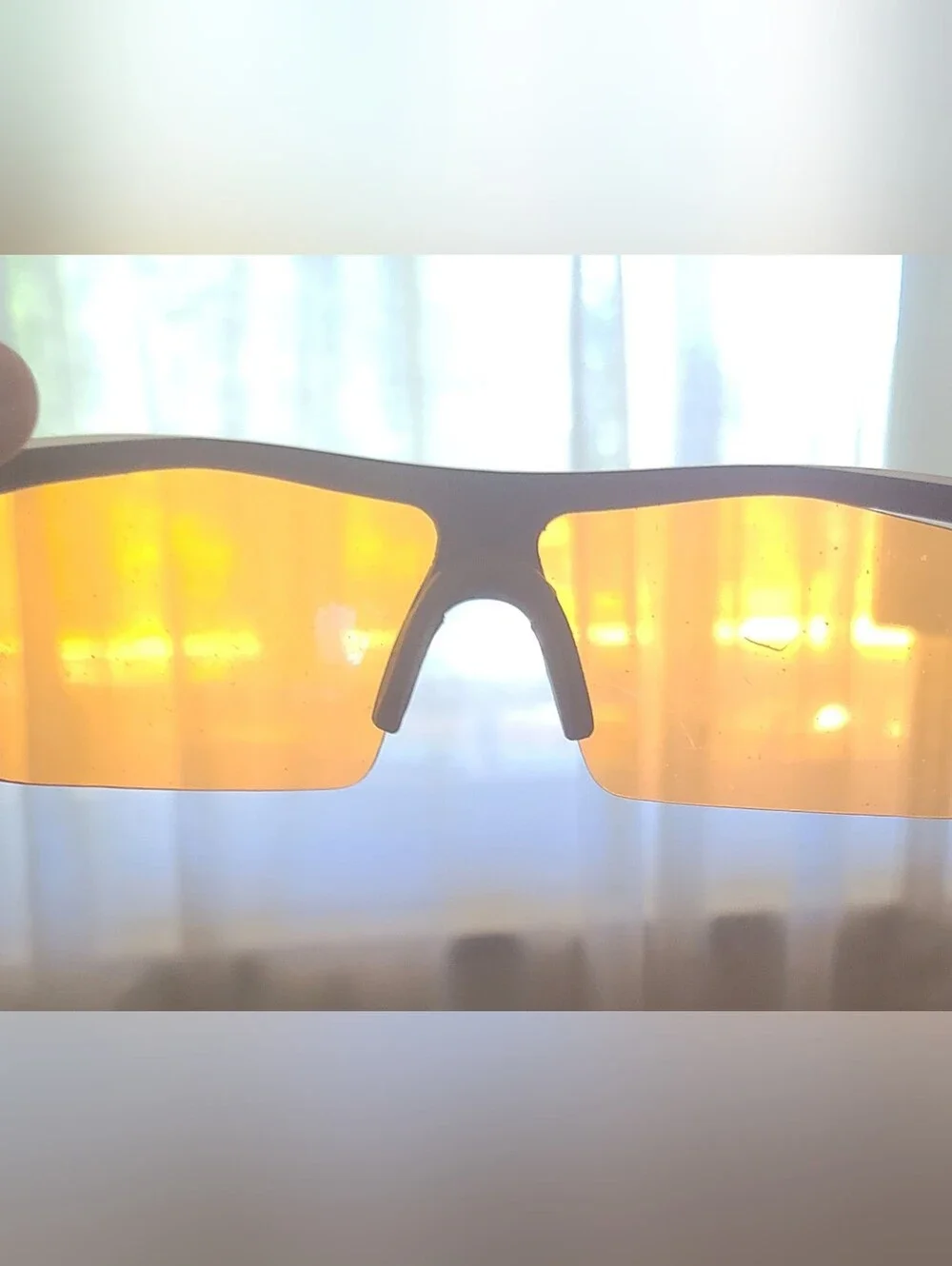 Blue Frame Orange Lens Men's Wrap Performance Sunglasses